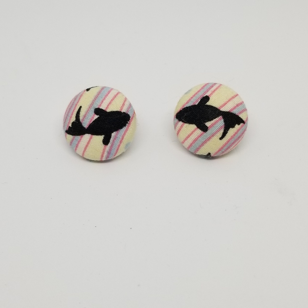 💥3for15! Adorable Fabric Button Earrings Koi Fish